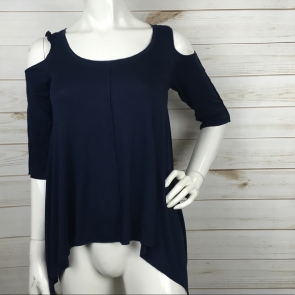 Bailey 44 Navy Cold Shoulder Top 3/4 Sleeve - Picture 4 of 8